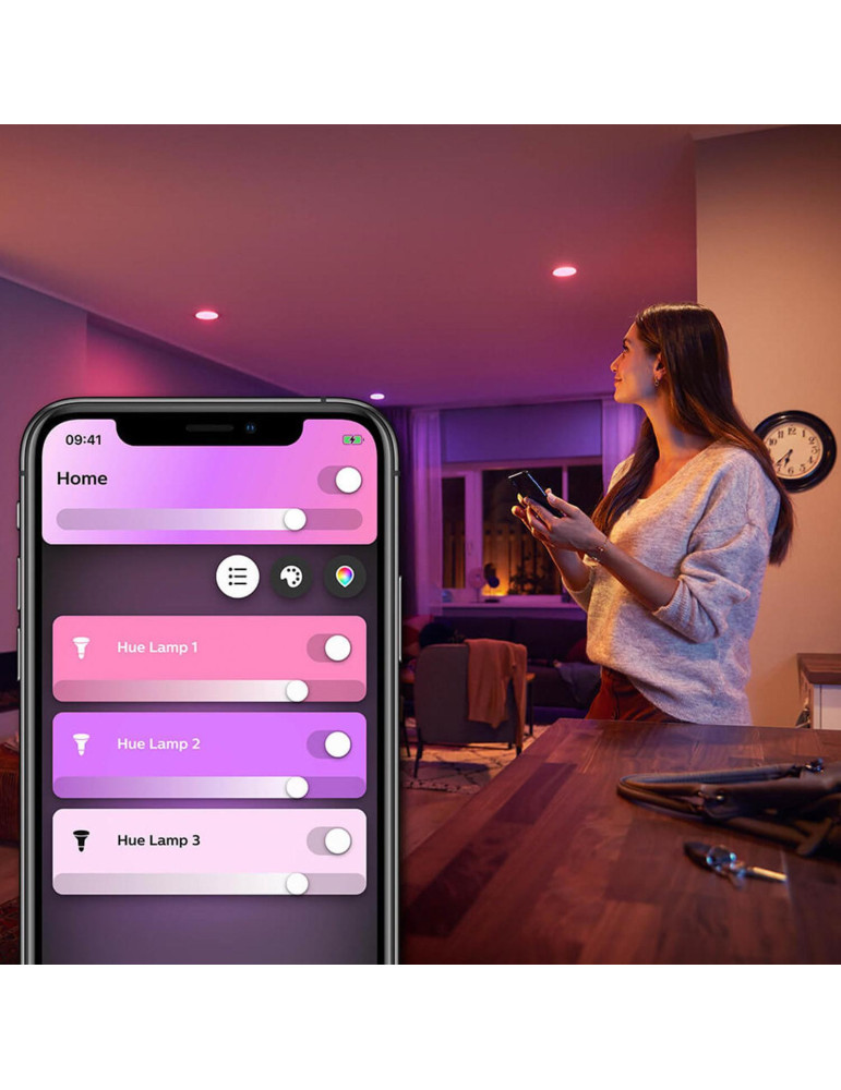Kit Démarrage Ampoules LED Intelligentes GU10 3x4.3W 350 lm PHILIPS Hue White Color