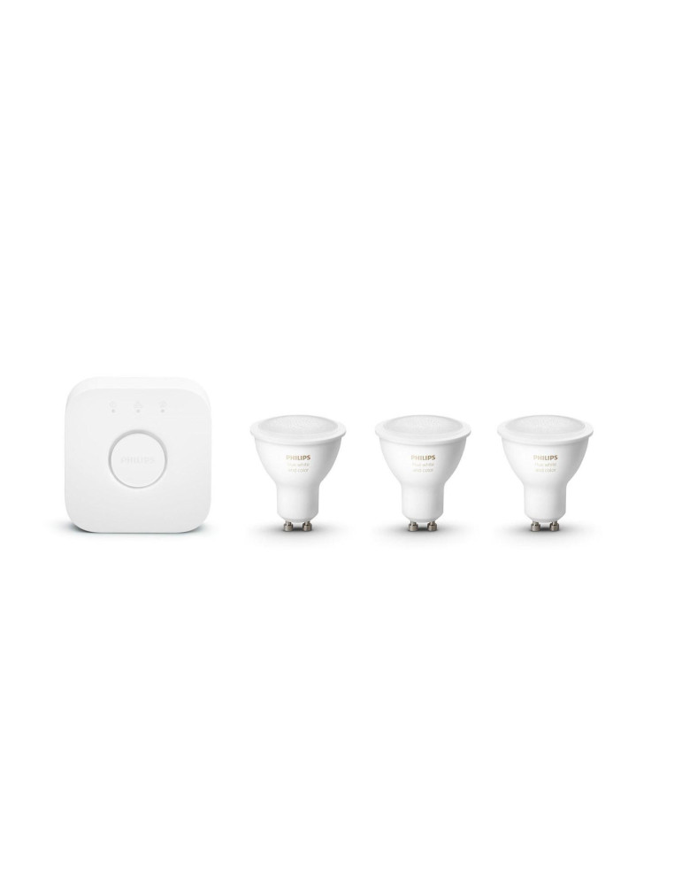Kit Démarrage Ampoules LED Intelligentes GU10 3x4.3W 350 lm PHILIPS Hue White Color
