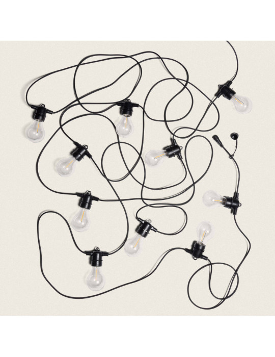 Guirlande Extérieure avec 10m Noire + 10 Ampules Filament LED E27 24V