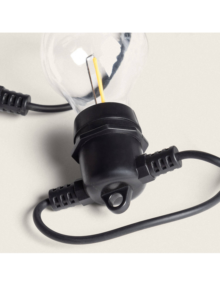 Guirlande Extérieure avec 10m Noire + 10 Ampules Filament LED E27 24V
