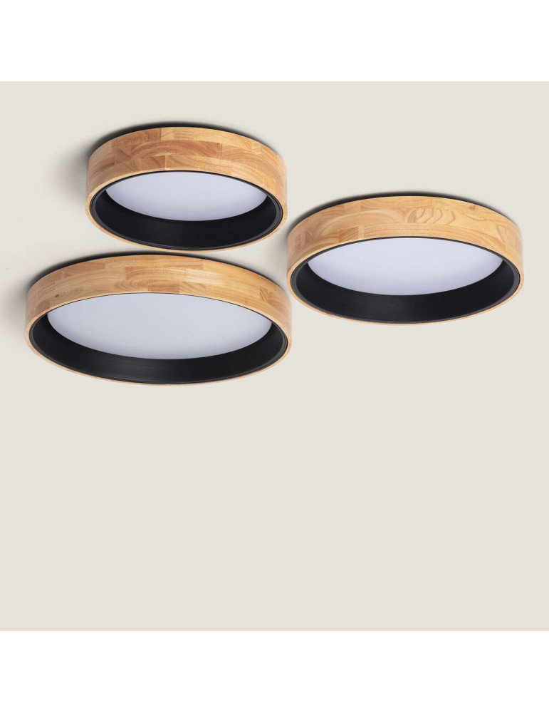 Plafonnier LED Rond Bois 20W CCT Sélectionnable Dari Ø470 mm