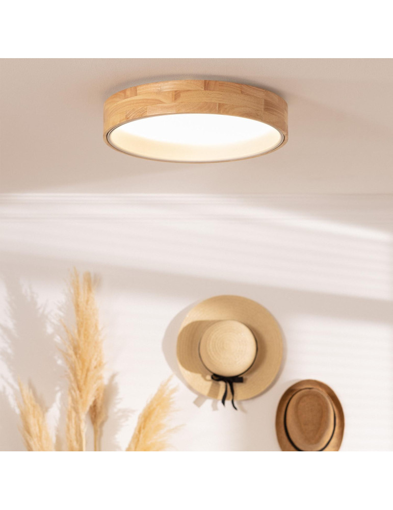 Plafonnier LED Rond Bois 20W CCT Sélectionnable Dari Ø470 mm