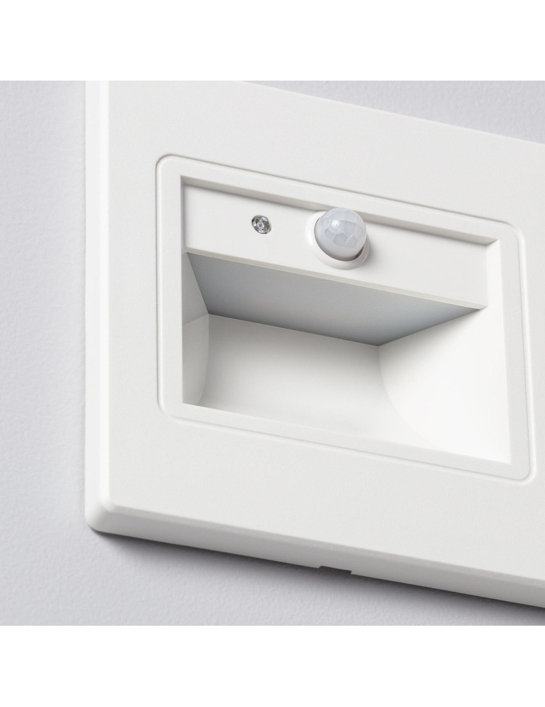 Balise Murale LED 1.5W Encastrable avec Détecteur PIR et Crépusculaire Bark Blanche