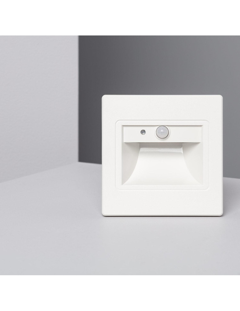 Balise Murale LED 1.5W Encastrable avec Détecteur PIR et Crépusculaire Bark Blanche