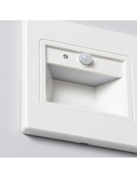 Balise Murale LED 1.5W Encastrable avec Détecteur PIR et Crépusculaire Bark Blanche