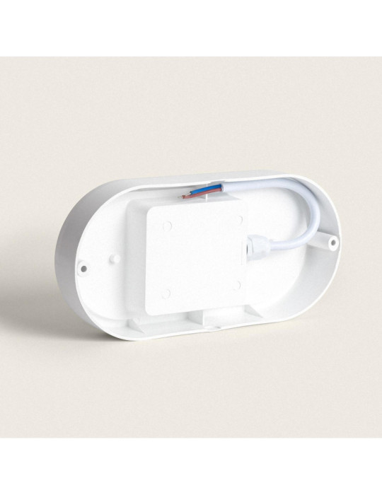 Plafonnier LED Ovale 25W Extérieur 94x198 mm IP65 avec Détecteur de Mouvement et Crépusculaire Hublot White