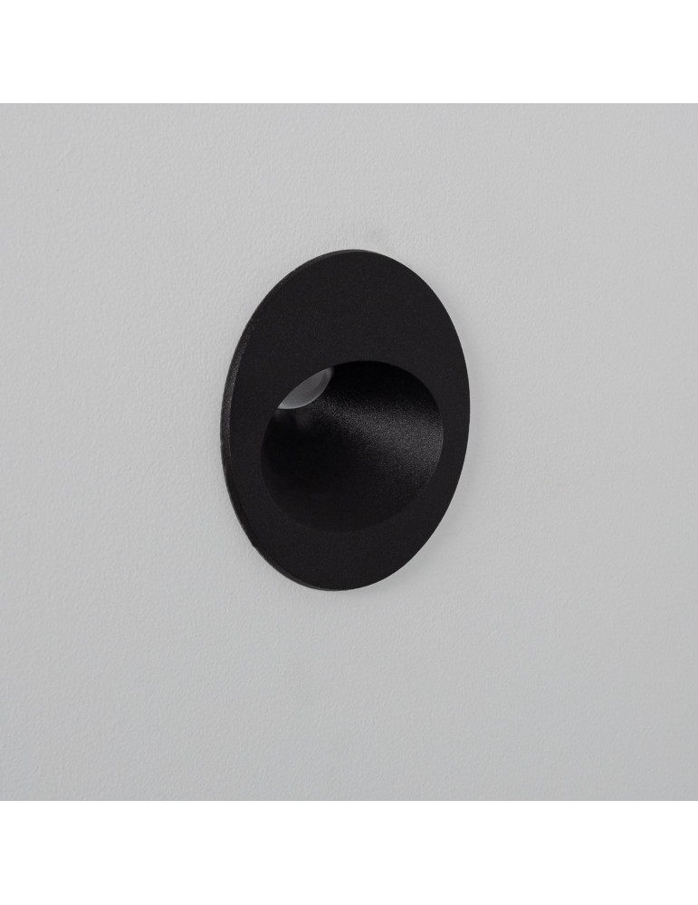 Balise Extérieure Murale LED Encastrable 3W Ronde Coney Noire