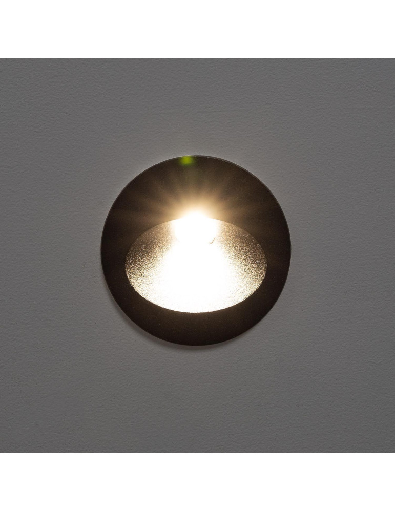 Balise Extérieure Murale LED Encastrable 3W Ronde Coney Noire