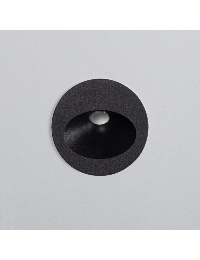 Balise Extérieure Murale LED Encastrable 3W Ronde Coney Noire