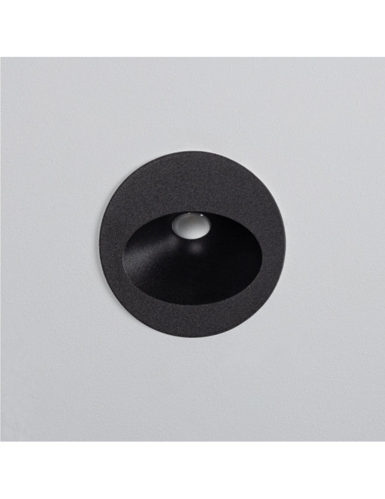 Balise Extérieure Murale LED Encastrable 3W Ronde Coney Noire