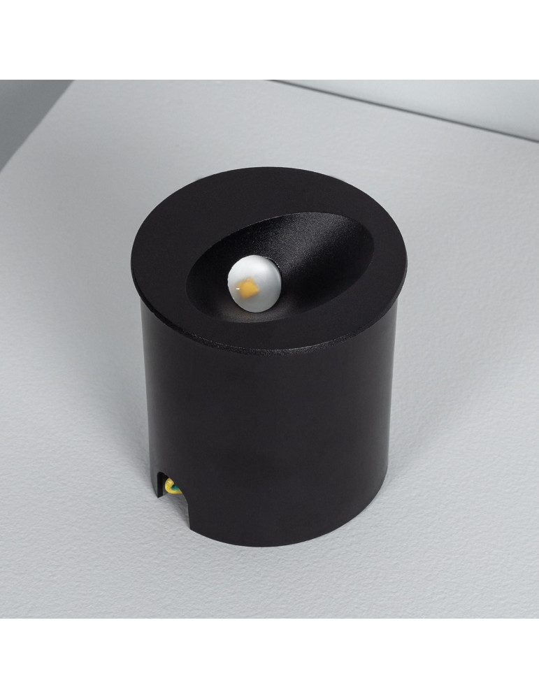 Balise Extérieure Murale LED Encastrable 3W Ronde Coney Noire