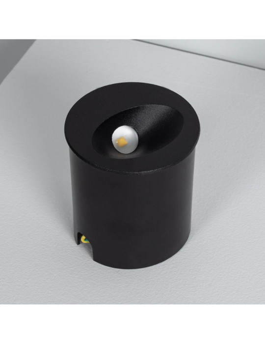 Balise Extérieure Murale LED Encastrable 3W Ronde Coney Noire