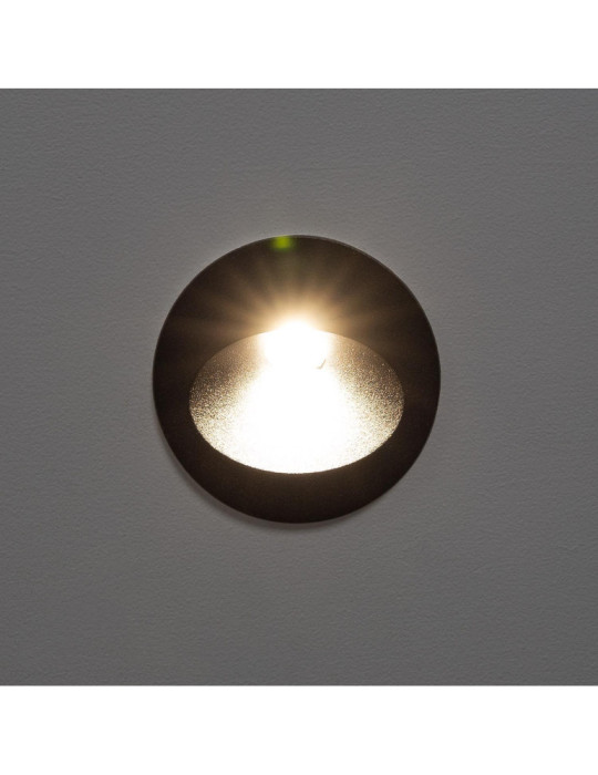 Balise Extérieure Murale LED Encastrable 3W Ronde Coney Noire