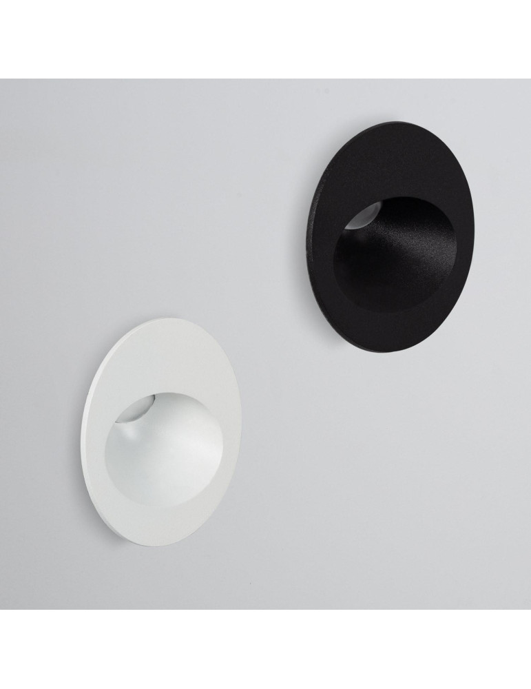 Balise Extérieure Murale LED Encastrable 3W Ronde Coney Noire