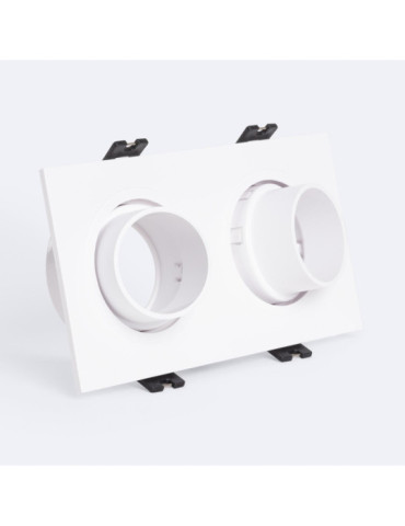 Collerette Downlight Carré Orientable Faible UGR pour deux Ampoules LED GU10 / GU5.3 Taille 75x150 mm Suefix
