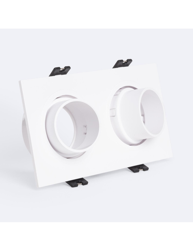 Collerette Downlight Carré Orientable Faible UGR pour deux Ampoules LED GU10 / GU5.3 Taille 75x150 mm Suefix Collerette Downlight Carré Orientable Faible UGR pour deux Ampoules LED GU10 / GU5.3 Taille 75x150 mm Suefix