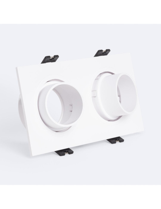 Collerette Downlight Carré Orientable Faible UGR pour deux Ampoules LED GU10 / GU5.3 Taille 75x150 mm Suefix Collerette Downlight Carré Orientable Faible UGR pour deux Ampoules LED GU10 / GU5.3 Taille 75x150 mm Suefix