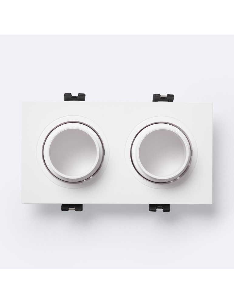 Collerette Downlight Carré Orientable Faible UGR pour deux Ampoules LED GU10 / GU5.3 Taille 75x150 mm Suefix