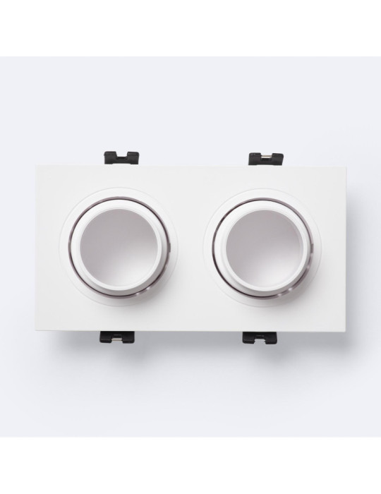 Collerette Downlight Carré Orientable Faible UGR pour deux Ampoules LED GU10 / GU5.3 Taille 75x150 mm Suefix