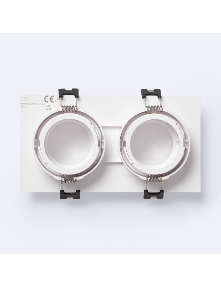 Collerette Downlight Carré Orientable Faible UGR pour deux Ampoules LED GU10 / GU5.3 Taille 75x150 mm Suefix