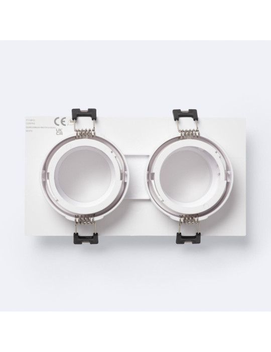 Collerette Downlight Carré Orientable Faible UGR pour deux Ampoules LED GU10 / GU5.3 Taille 75x150 mm Suefix