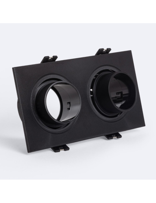 Collerette Downlight Carré Orientable Faible UGR pour deux Ampoules LED GU10 / GU5.3 Taille 75x150 mm Suefix Collerette Downlight Carré Orientable Faible UGR pour deux Ampoules LED GU10 / GU5.3 Taille 75x150 mm Suefix