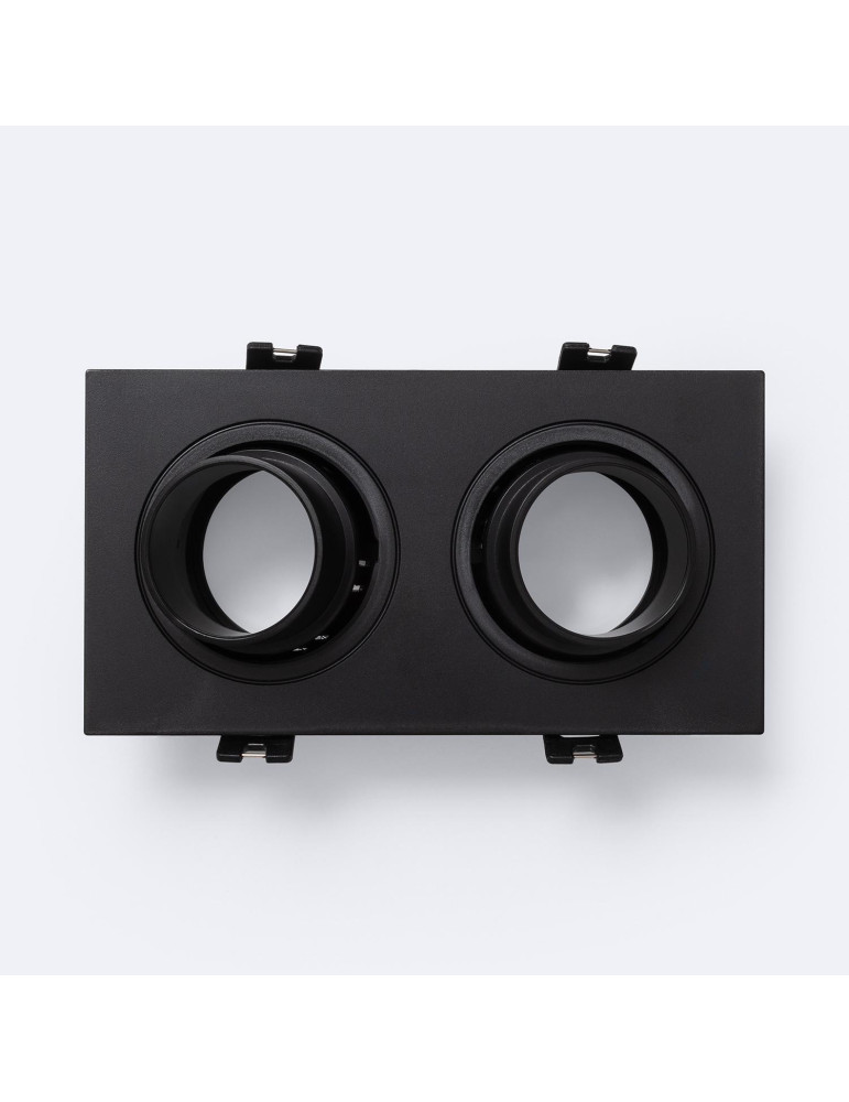 Collerette Downlight Carré Orientable Faible UGR pour deux Ampoules LED GU10 / GU5.3 Taille 75x150 mm Suefix