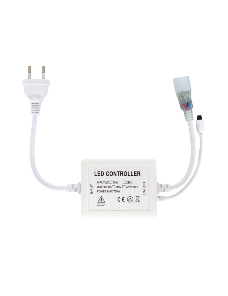 Contrôleur pour Ruban LED 220V AC 220LED/m CCT IP67 Largeur 15mm Coupe tous les 100cm avec télécommande IR 23 Touches