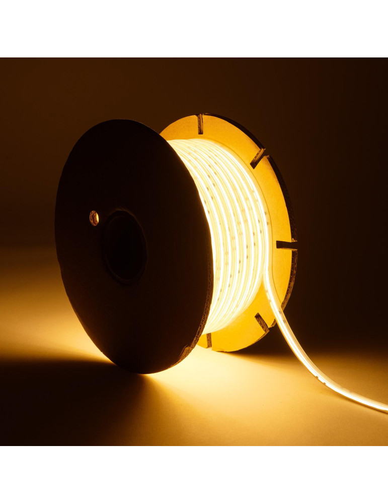 Bobine de Ruban LED Dimmable Auto-redressement 220V AC COB Silicone FLEX 50m 560 LED/m 1250 lm/m Largeur 10mm 50m IP65 Coupe tou