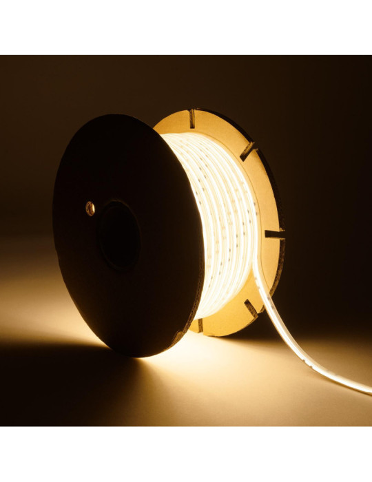 Bobine de Ruban LED Dimmable Auto-redressement 220V AC COB Silicone FLEX 50m 560 LED/m 1250 lm/m Largeur 10mm 50m IP65 Coupe tou