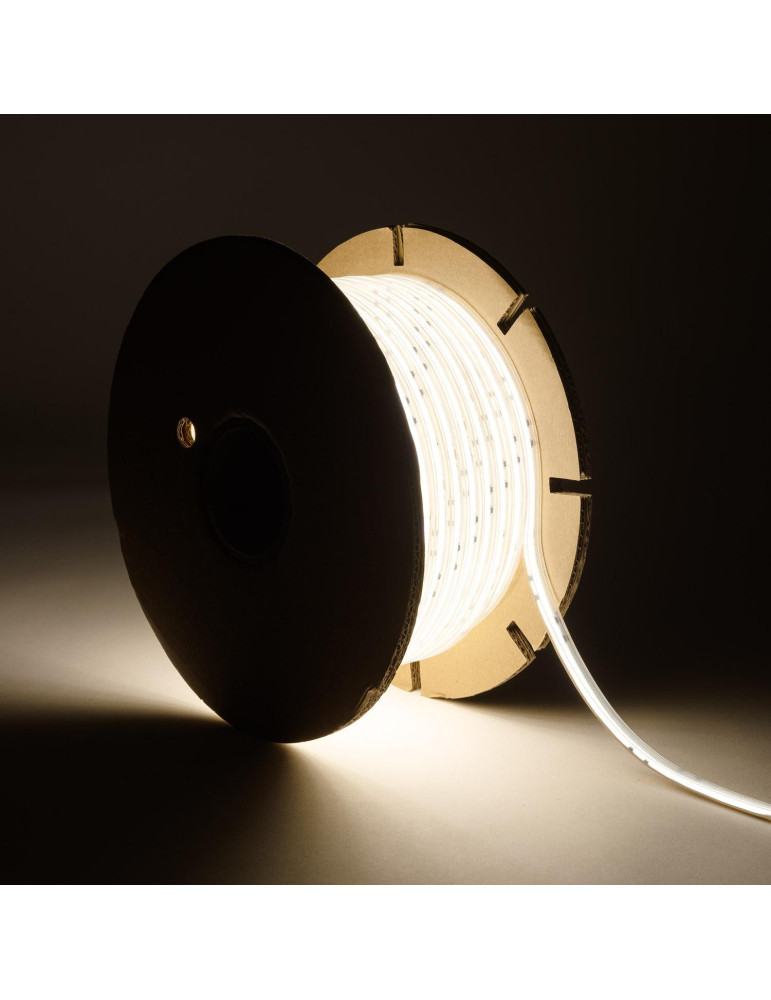 Bobine de Ruban LED Dimmable Auto-redressement 220V AC COB Silicone FLEX 50m 560 LED/m 1250 lm/m Largeur 10mm 50m IP65 Coupe tou