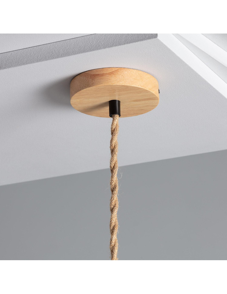 Support à Douille pour Suspension avec Câble Textile Tressé Naturel et Noir