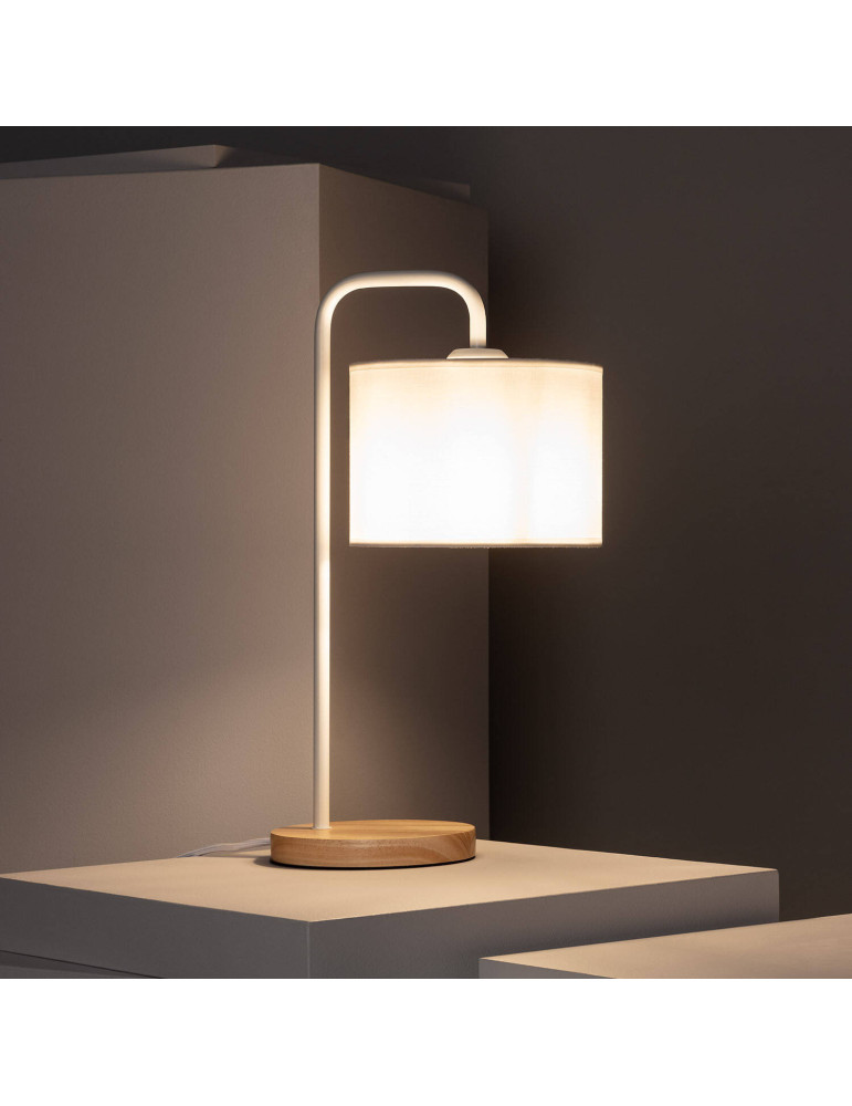 Lampe à Poser Bois et Tissu Diyara