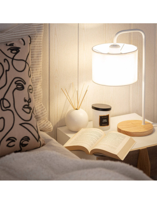 Lampe à Poser Bois et Tissu Diyara