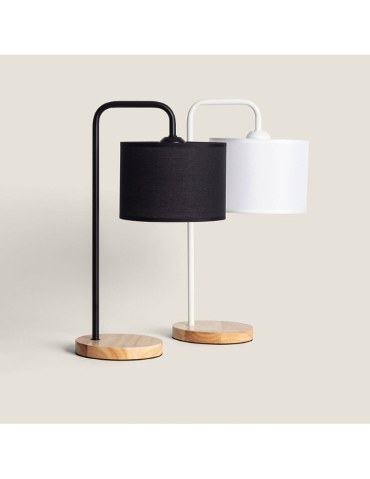 Lampe à Poser Bois et Tissu Diyara