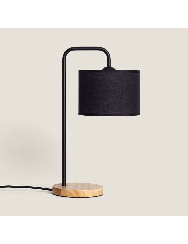 Lampe à Poser Bois et Tissu Diyara