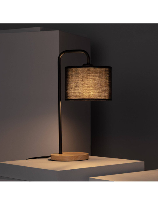Lampe à Poser Bois et Tissu Diyara