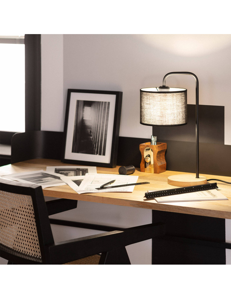 Lampe à Poser Bois et Tissu Diyara