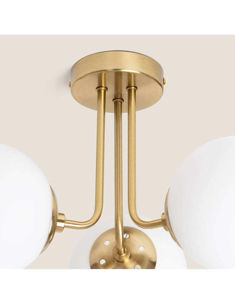 Plafonnier Métal et Verre Moonlight Brass 3 Spots