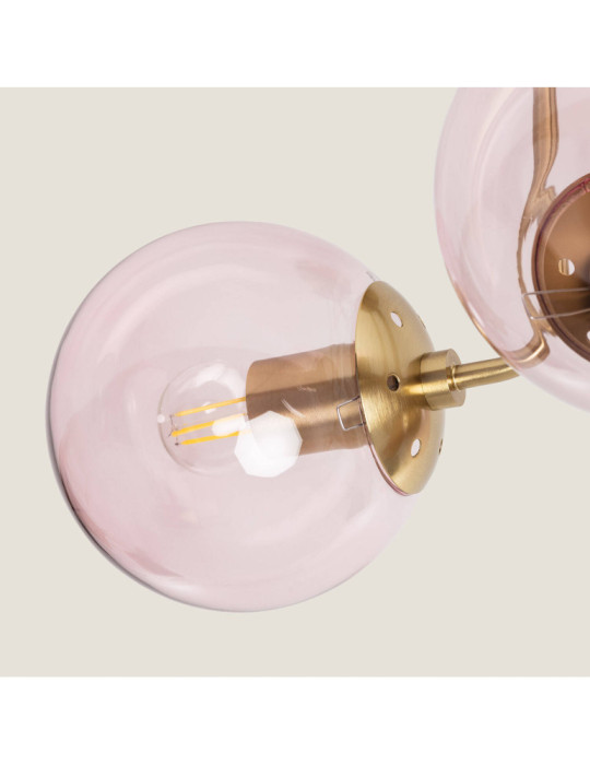 Plafonnier Métal et Verre Moonlight Brass 3 Spots