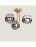 Plafonnier Métal et Verre Moonlight Brass 3 Spots