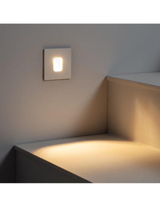 Balise LED Extérieure 2W Encastrable au Mur Carrée Grasset Blanche