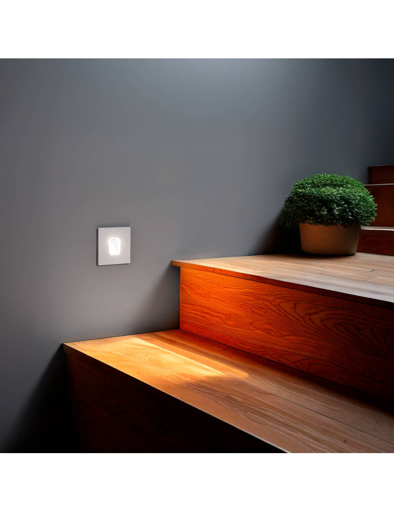 Balise LED Extérieure 2W Encastrable au Mur Carrée Grasset Blanche