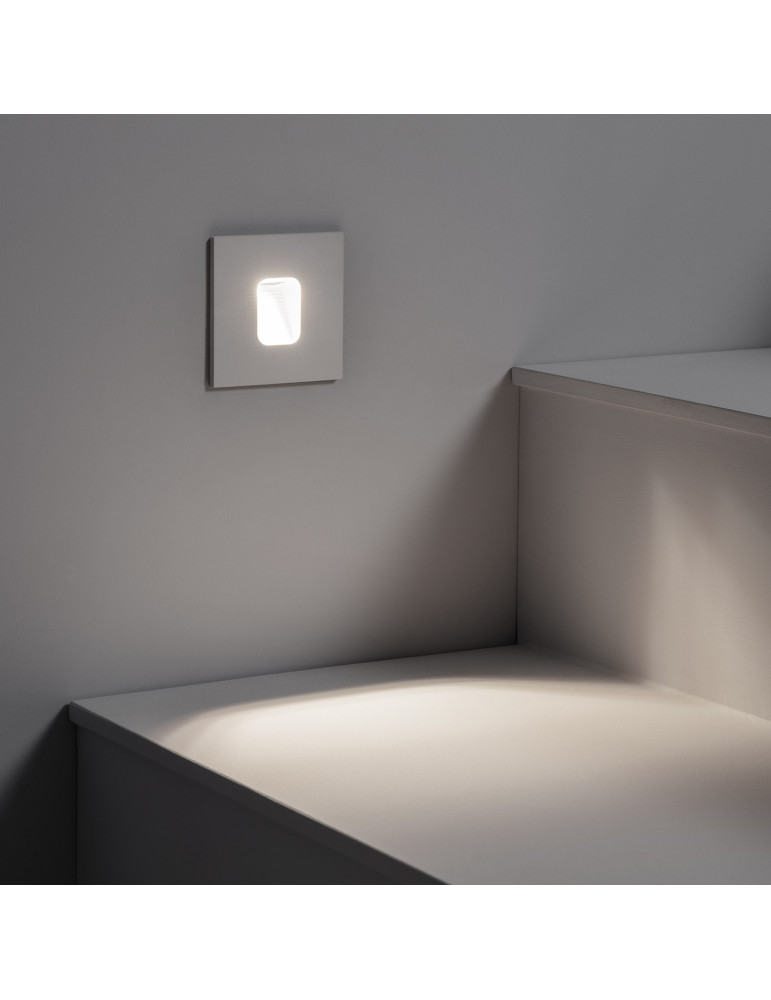 Baliza LED 2W Cuadrado de Aluminio Blanco IP65 Grasset