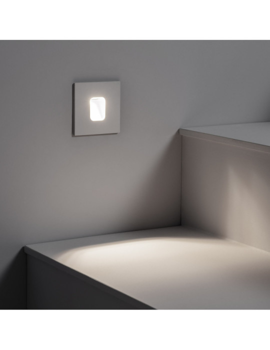 Baliza LED 2W Cuadrado de Aluminio Blanco IP65 Grasset