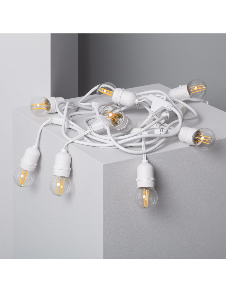Kit Guirlande Waterproof 5.5m Blanche + 8 Ampoules LED E27 Filament 4W