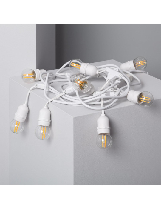 Kit Guirlande Waterproof 5.5m Blanche + 8 Ampoules LED E27 Filament 4W
