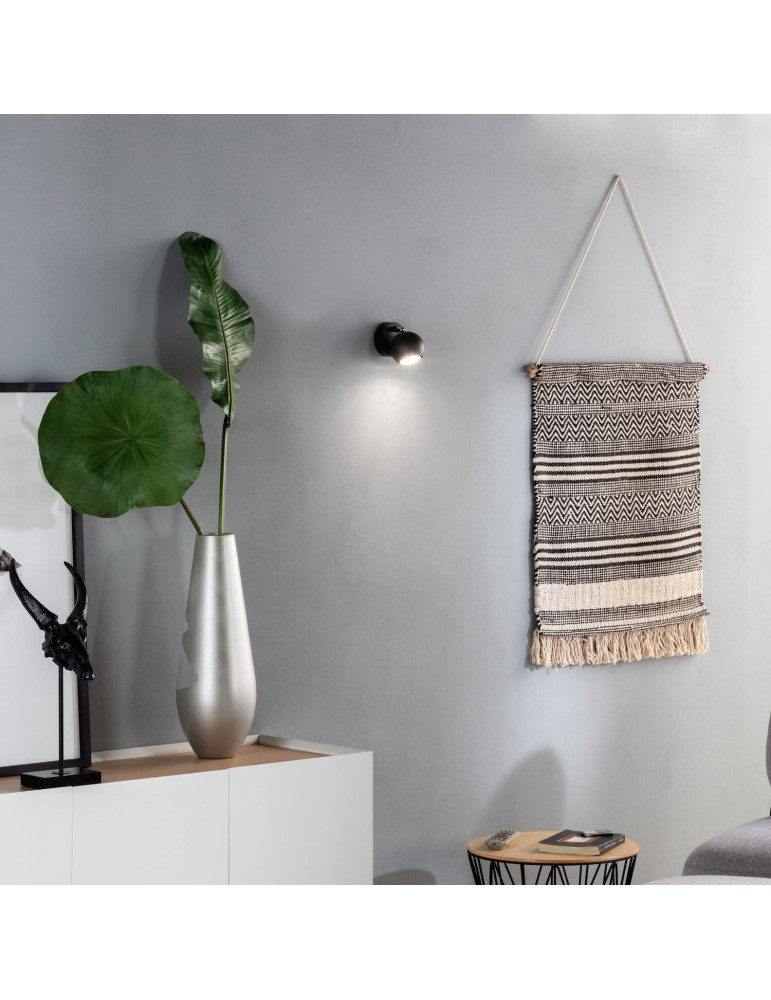 Applique Murale Orientable Aluminium Ates 1 Spot Noir