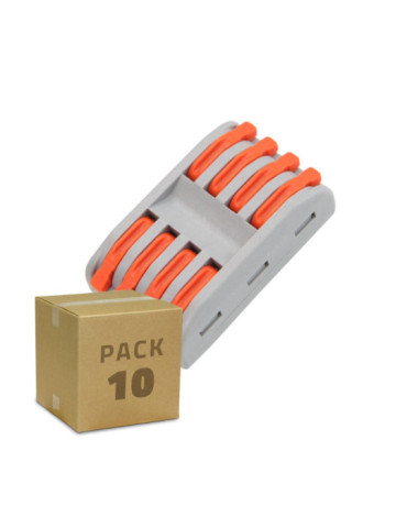 Pack 10 Connecteurs Rapides 4 Entrées et 4 Sorties SPL-4 pour Câble Électrique de 0.08-4mm²