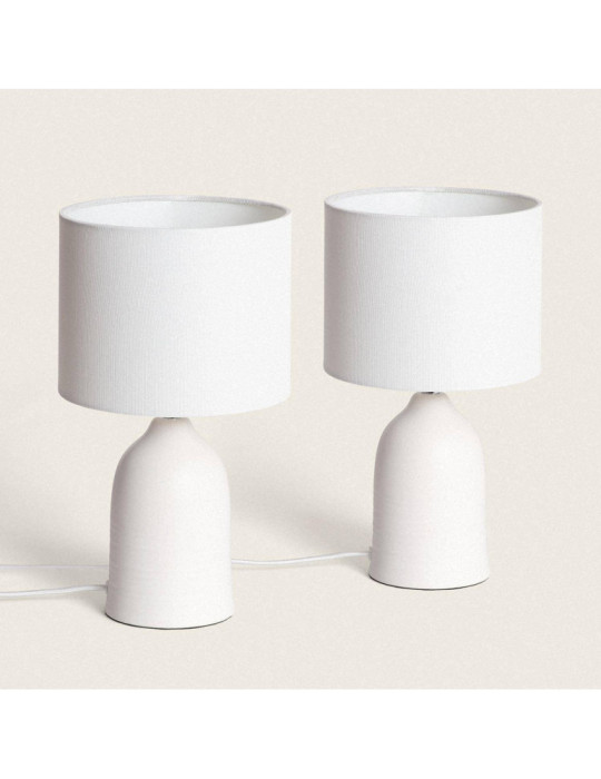 Pack de 2 Lampes à Poser Céramique et Tissu Barva